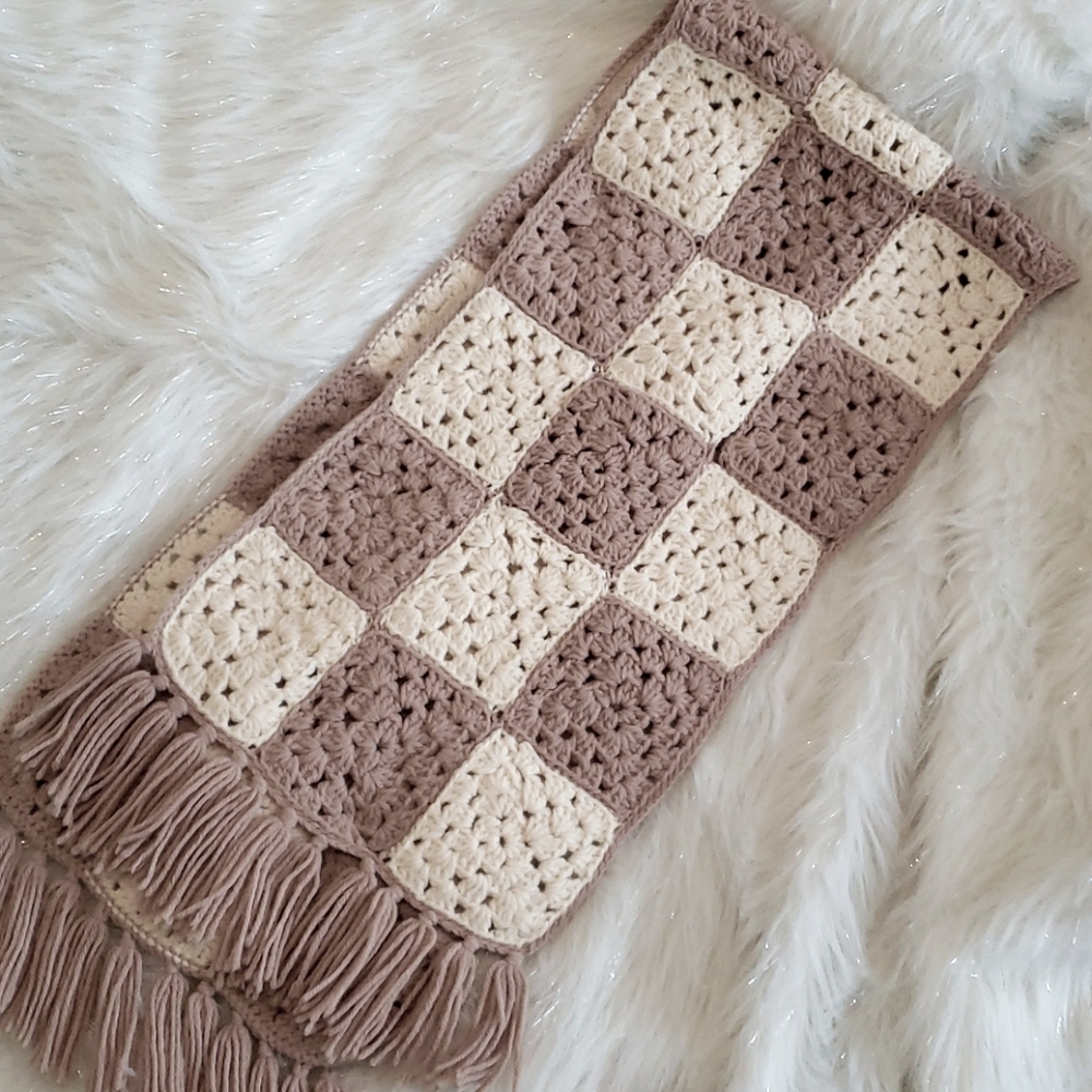 Granny Square Scarf with Fringe
